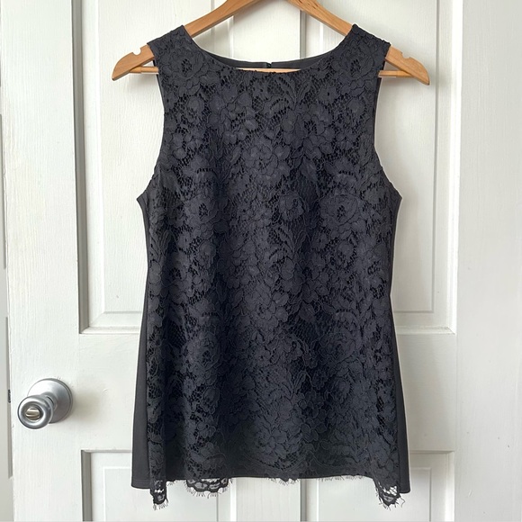 Jude Connally Tops - Jude Connally Black Lace Front Sleeveless Top Size S